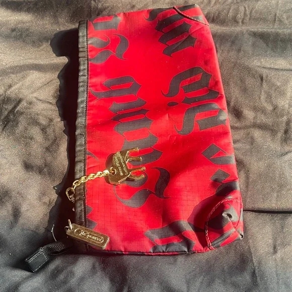 L.A.M.B. Lesportsac Red and Black Clutch with Charm Detail